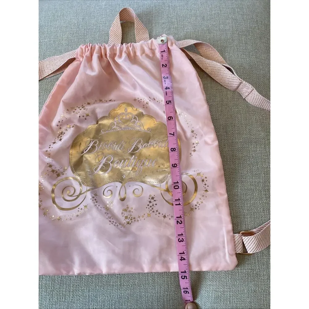 Disney Parks Bibbidi Bobbidi Boutique Pincess Pink Drawstring Backpack Bag
